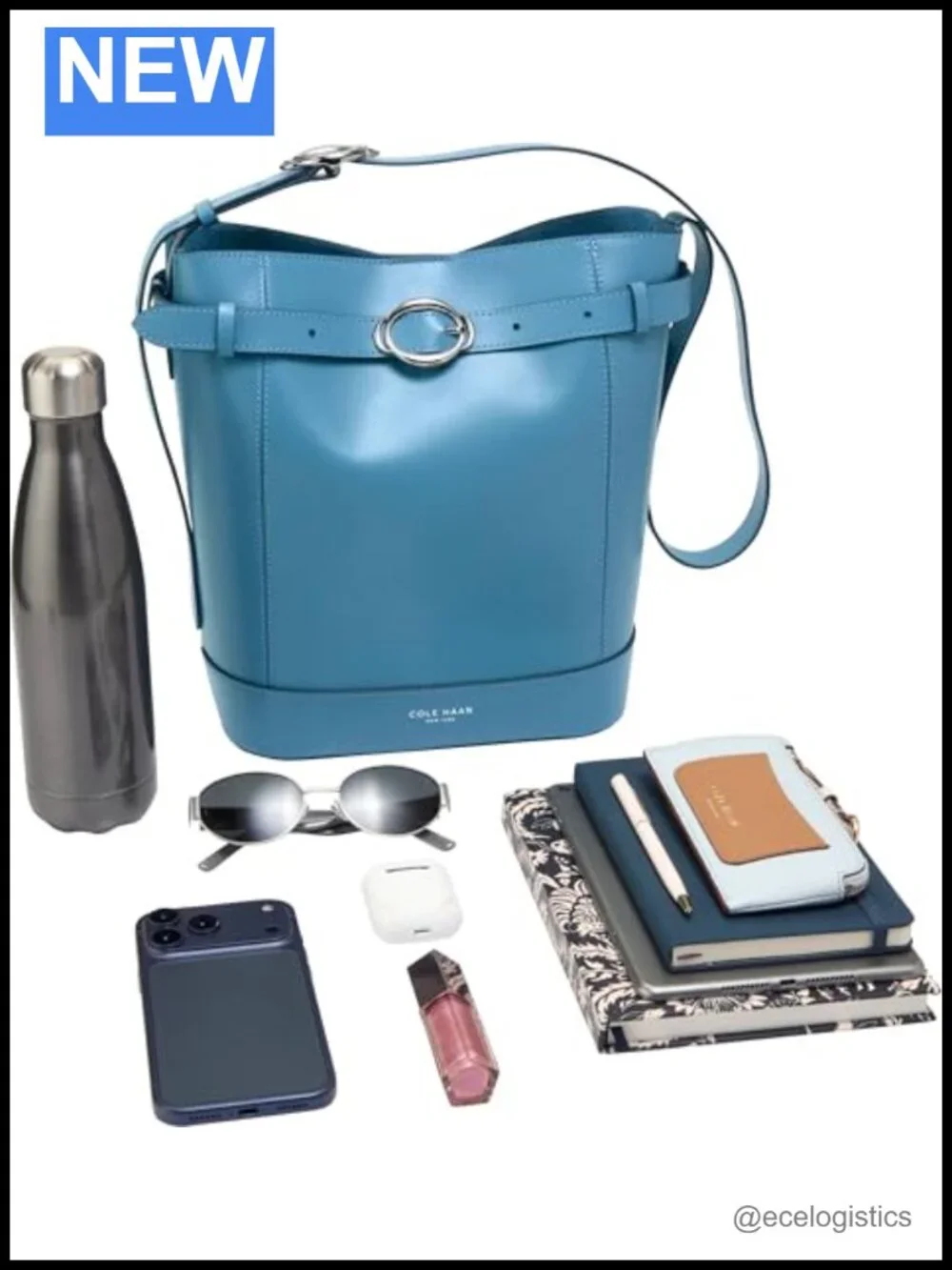Cole Haan Leather Bucket Bag Magnetic Snap Crossbody